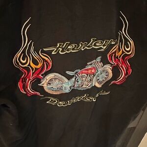 Tommy bahama Harley-Davidson Black button down with Colorful Motorcycle Design